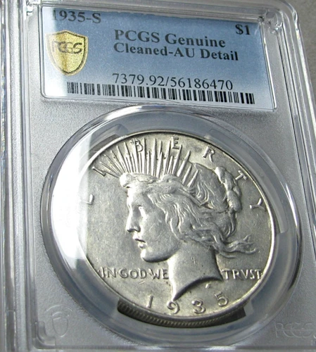 1935-S Peace Dollar Silver ---- PCGS AU Cleaned ---- #761C