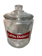 VTG Little Debbie Store Countertop Snack Cakes Glass Display Advertising Jar 10"