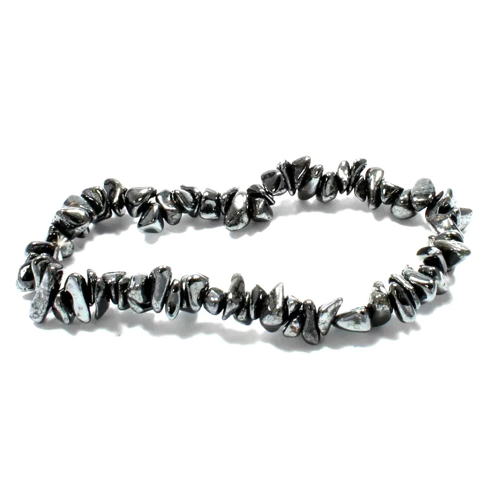 Hematite Healing Crystal Chip Bracelet 6mm Gemstones – Grounding & Protection