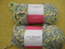 2X - Isaac Mizrahi Yarn Central Park SHEEP MEADOW Yellow Blue Fuzzy Skein 55yds
