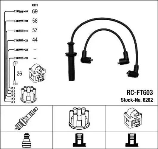 Ignition leads 8202 NGK for FIAT LANCIA