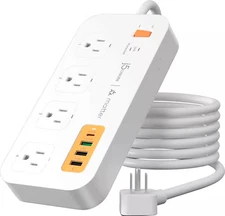 j5create - 4-Outlet/3-USB-A/1-USB-C 500J Smart Matter Enabled Surge Protector...
