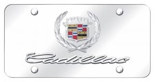 Cadillac Dual Chrome Logo On Mirrored Chrome License Plate Official Licensed Cadillac Dual Chrome Logo On Mirrored Chrome License Plate Official Licensed