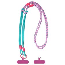 Adjustable Phone Crossbody Lanyard with 2 Phone Tether, Green Purple