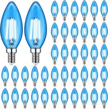 48 Pack Blue Light Bulbs Bulk 4W E12 LED Filament Candelabra Base C35/C32/B11
