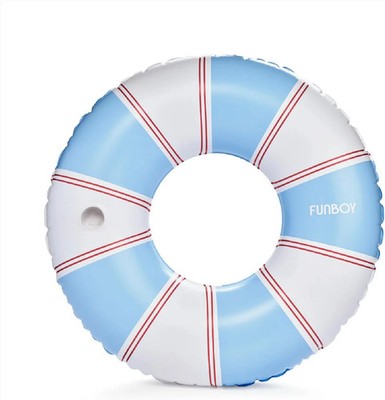 FUNBOY Giant Stripe Inflatable Pool Float with Cup Holder, 48'' Adult Inner Tube
