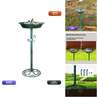 Fkksparkler Freestanding Birdbath For Outside 25.5 Inch Height Outdoor Garden