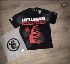 Hellstar Sports Men's Graphic Print T-Shirt Black Red Family Flame Design