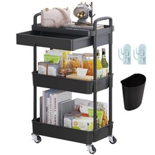 Wuciray Beauty Trolley on Wheels 3 Tier Storage Trolley with Drawer Plastic
