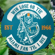 MIAMI DOLPHINS HARD CORE FAN METAL SIGN MAN CAVE GARAGE OFFICE Collectible