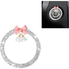 Crystal Rhinestone Car Engine Start Stop Button Cover with Bow Bling Ignition