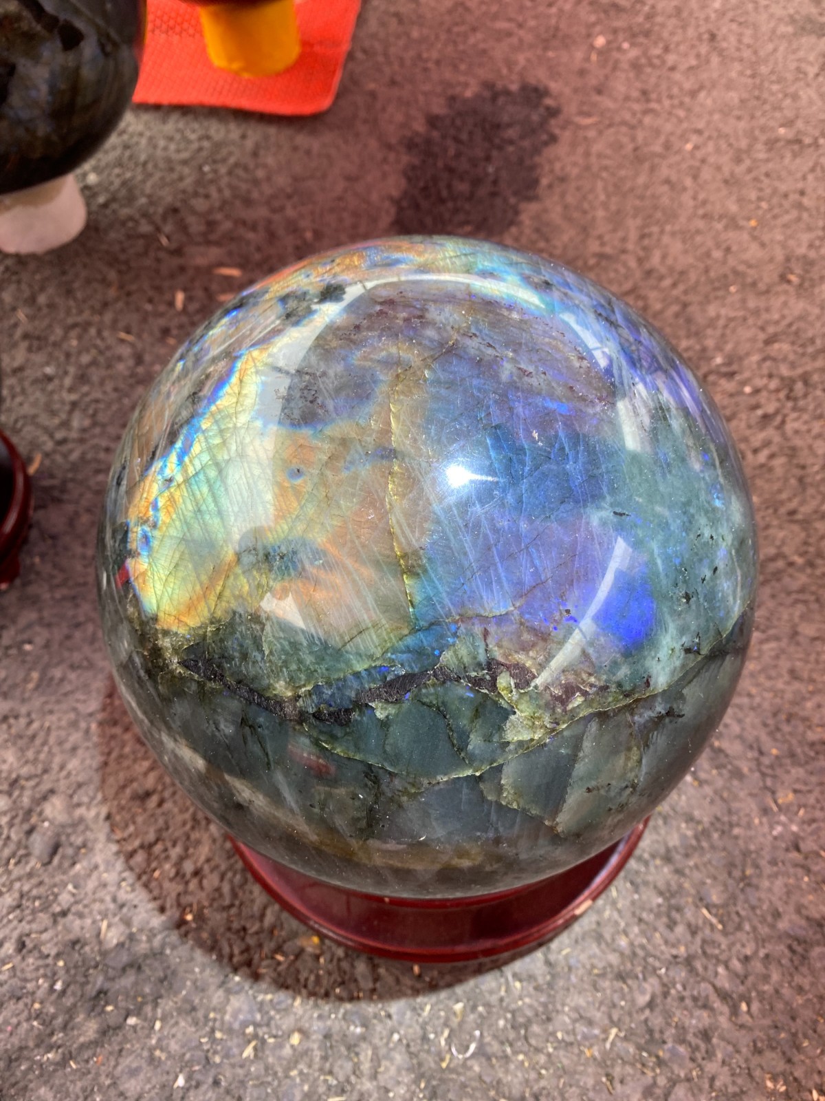 30LB Natural Labradorite Quartz sphere Carved Crystal energy ball reiki Decor