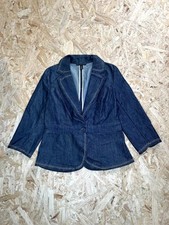 Apostrophe Denim Blazer Jacket Womens Size 8 Blue Cotton Blend Stitch Detail