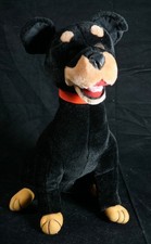Vintage Doberman Plush w/ Red Collar Dog Stuffed Animal TT2 