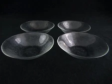 Lot of 4 Vintage Hammered Clear Glass Serving Bowls - Classic Design