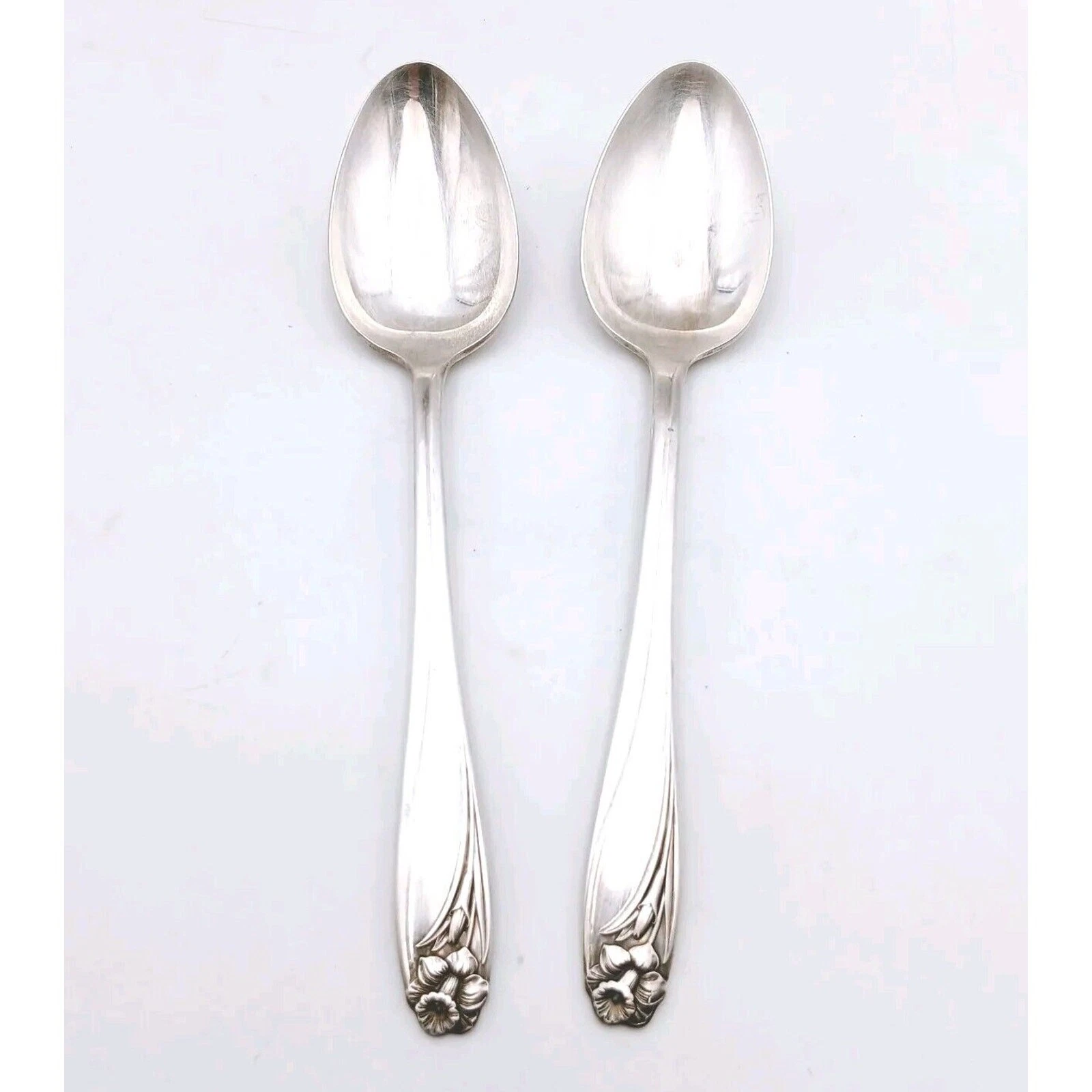 IS Daffodil Set of 2 Serving Spoon 1847 Rogers Silverplate Vtg Flatware