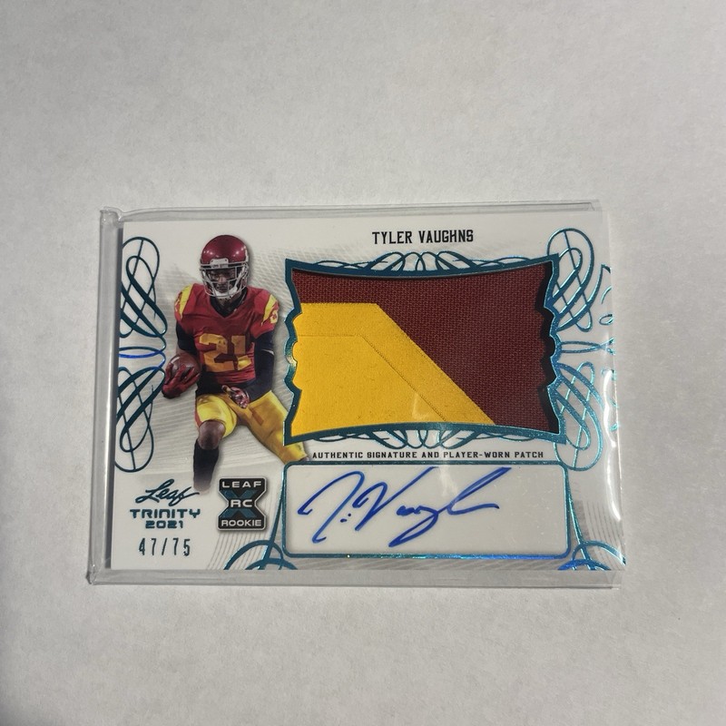 2021 Leaf Trinity Tyler Vaughns Rookie Patch Auto RPA SP /75 Steelers RC