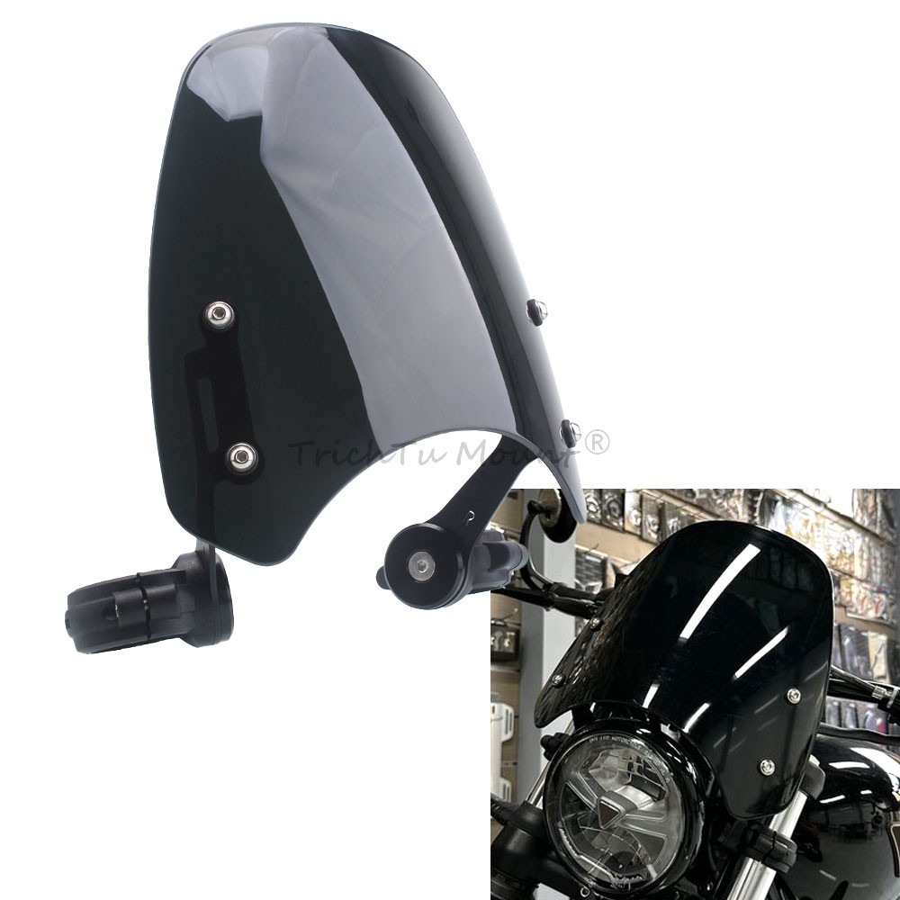 Motorcycle Windscreen Windshield Black For Triumph Bonneville Bobber 2017-2023