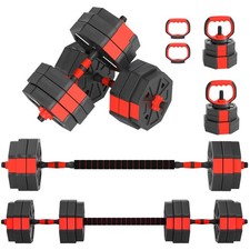 SPORTNOW Set Pesi Palestra 6 in 1 30kg con Manubri, Kettlebell, Bilanciere Rosso