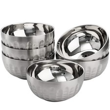 Cedilis 6 Pack SUS304 Stainless Steel Cereal Bowls, 28oz 30oz, Silver 