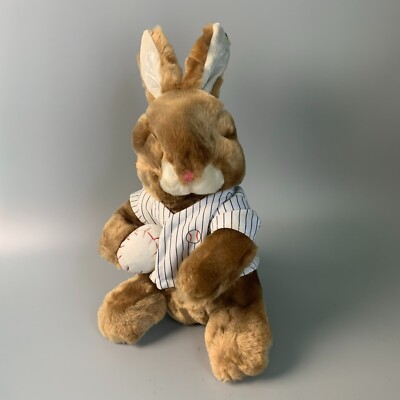 DAN DEE Baseball Bunny Rabbit Plush Toy Stuffed Animal Striped Jersey vintage