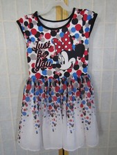 Disney Minnie Mouse White W/Dots Sleeveless Chiffon Lined Dress Girls M 7-8