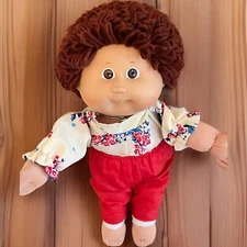Vintage Cabbage Patch Kids Doll 1985 Brown  Hair Brown Eyes 2 Dimples, Tooth 16"