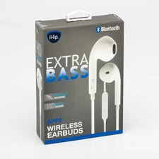 iHip Wireless Earbuds, White Model App2 Quick Charge, Bluetooth Audio, Fast Ship