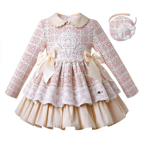 Fashion Girls Handmade Lace Princess Birthday Party Tutu Dress Tweed Prom 3-12Y