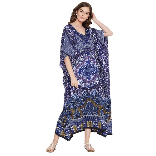 Women Kaftan Casual Maxi Dress Kimono Sleeve Evening Gown Beachwear Sundress - Picture 403 of 452