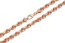 14k Solid Rose Gold Rope Chain Necklace 5mm Men's Women Size 22"-30"