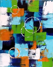 Rings Abstract 1, painting, art, patches, acrylic 20 x 16 on canvas