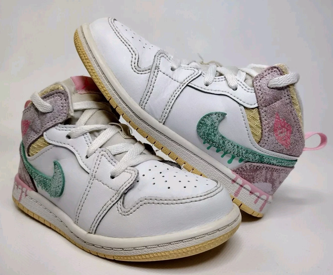 Scarpe Nike Air Jordan 1 Mid SE Paint Drop Pastel bambino taglia 10C DD1668 100