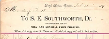 1889 S E Southworth Milk General Farm Produce Hauling  Team Jobbing of All Kinds