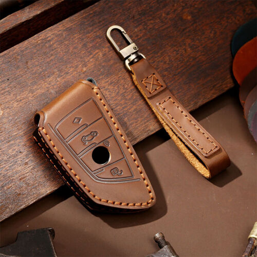 Leather Key Case Fob Holder Shell Cover For BMW X1 X3 X5 X6 X7 5 7 Series G30 - Picture 2 of 13