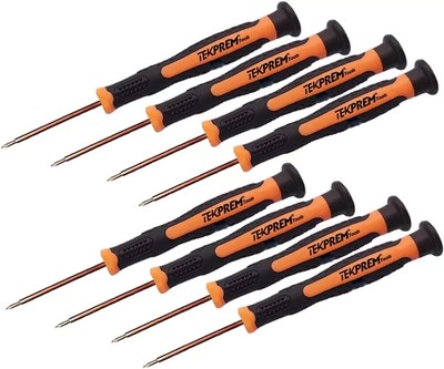 TEKPREM 8 in 1 Security Torx Screwdrivers with T3 T4 One Size, Black-orange