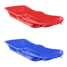 Whitefurze 90cm Sledge Child Kids Teen Blue Red Outdoor Snow Sled Rope Toboggan 