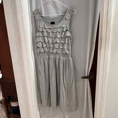 Anthropologie deletta silver metallic shimmer ruffled layered dress size m  | eBay