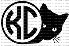 Custom Yeti Sized Peeking Cat Monogram Vinyl Decal 2 Initials Sticker Kitten