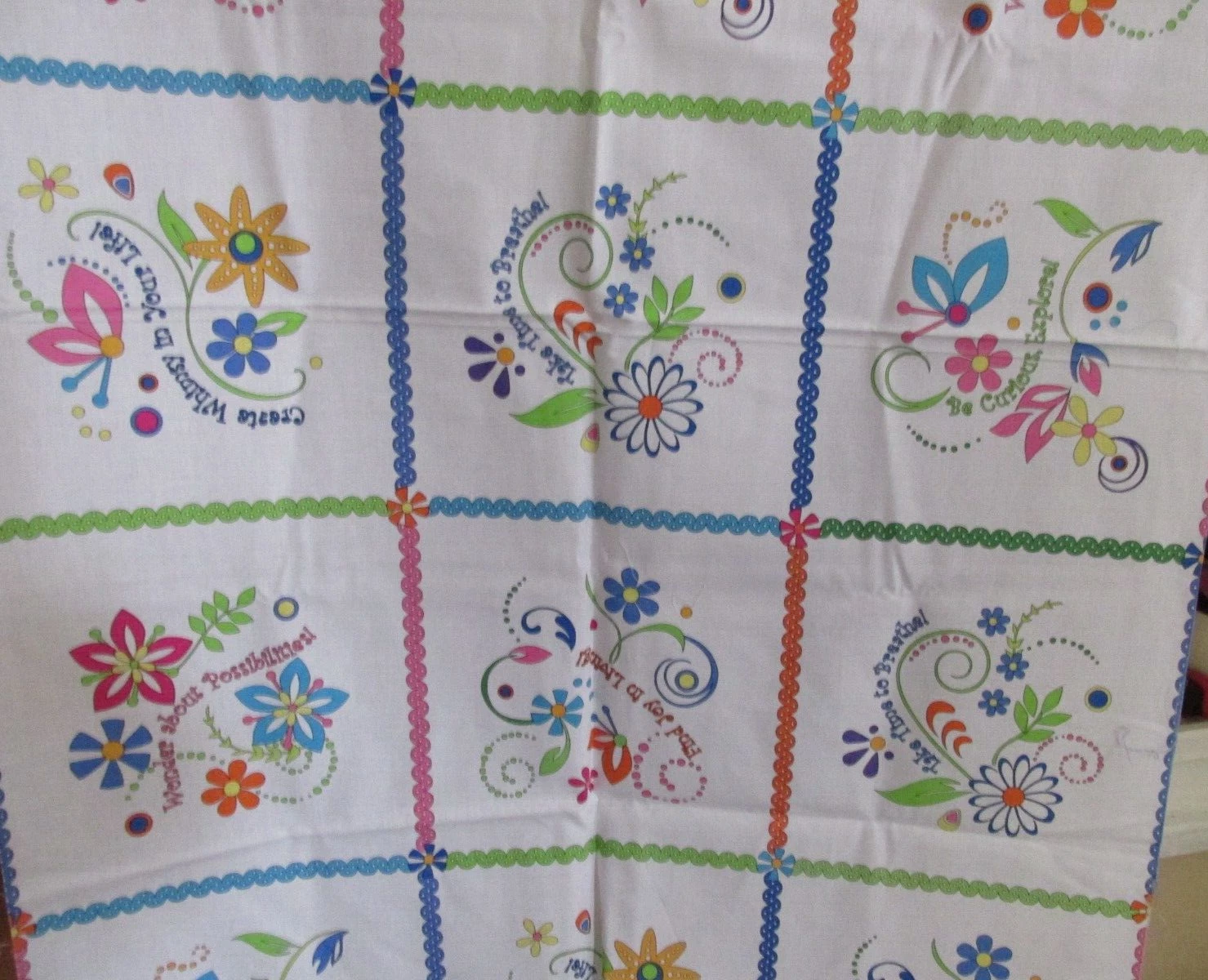 24inch x 44" Quilt Fabric panel Whimsy Fresh Water Design Schenck Flower Block image 3