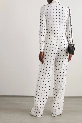 Jumpsuit gepunktet bedruckt volle Länge Polyester weiß Regular Wear Jumpsuit - Bild 4 von 4