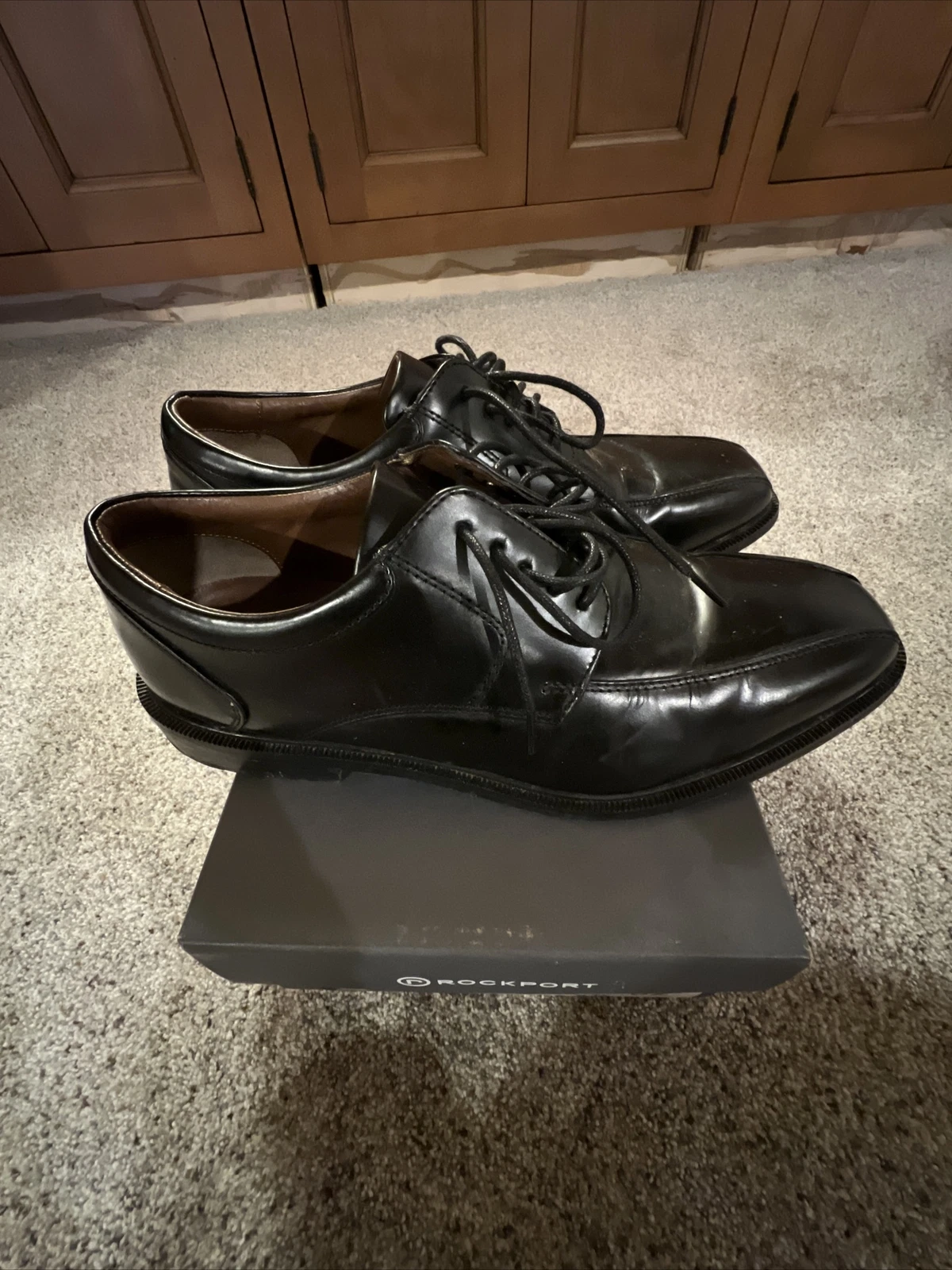 Rockport Adiprene By Adidas K62535 Men's Black Leather Dress Shoes Sz 9