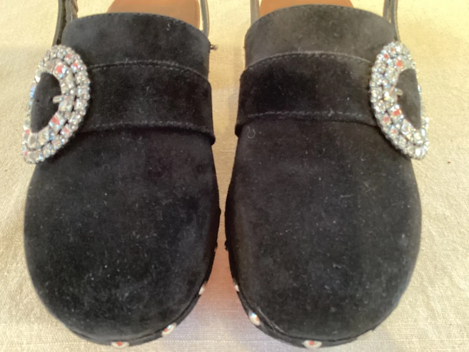 Jimmy Choo Doralie, черные замшевые сабо со стразами Rmbelished, США 5, EUR 35 - Изображение 2 из 4