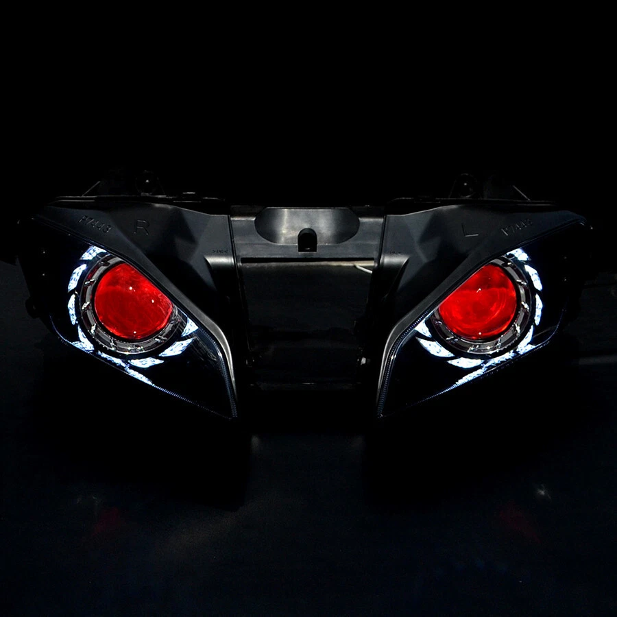 Custom Headlight For Yamaha YZF R6 2008-2014 White Angel Eyes Red Demon Eyes LED - Изображение 2 из 4