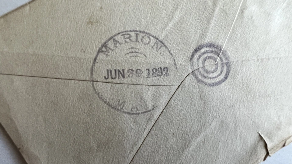 1892 HARDWARE IRON STEEL MASSACHUSETTS COVER WITH FANCY CANCEL MARION ON BACK - Image 3 of 3