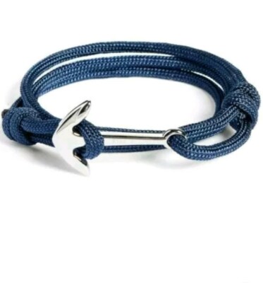 Finn Taylor Men's Dark Blue Nylon Stainless steel Anchor Bracelet  UK