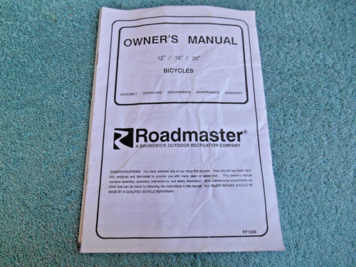 VINTAGE 1999 ROADMASTER BICYCLES ASSEMBLY OWNERS OPERATING MANUAL. - Picture 1 of 9