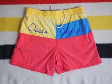 VTG 90s OP Ocean Pacific Red Yellow Blue Surf Logo 32W Trunks Shorts Mens M
