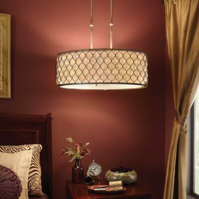 Beige Nickel Glamour Klassisch Hängelampe Pendelleuchte 3x100W/E27