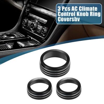 Car AC Radio Switch Knob Cover Decals for Dodge Durango 14-20 Black (Set of 3)